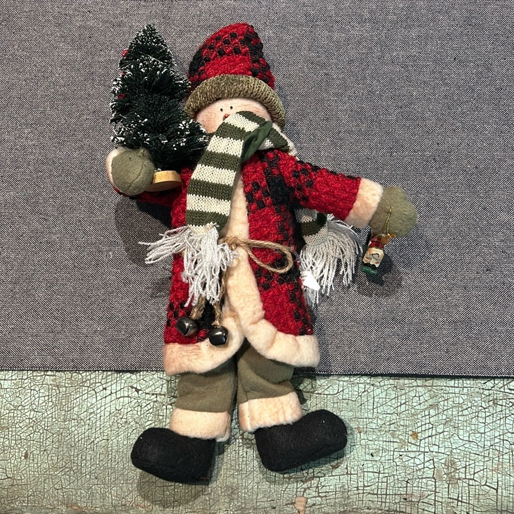 Cloth Santa Snowman with Tree - standing leaner - Picture 1 of 5